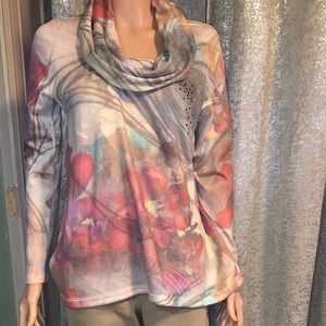 Signature studio SZ XL cowl neck watercolor top